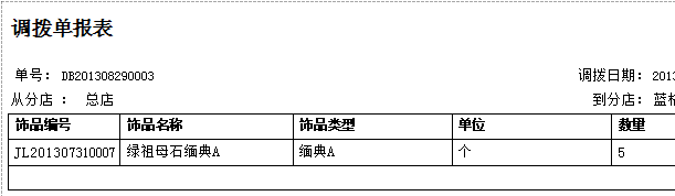 珠宝饰品进销存软件调拨单报表